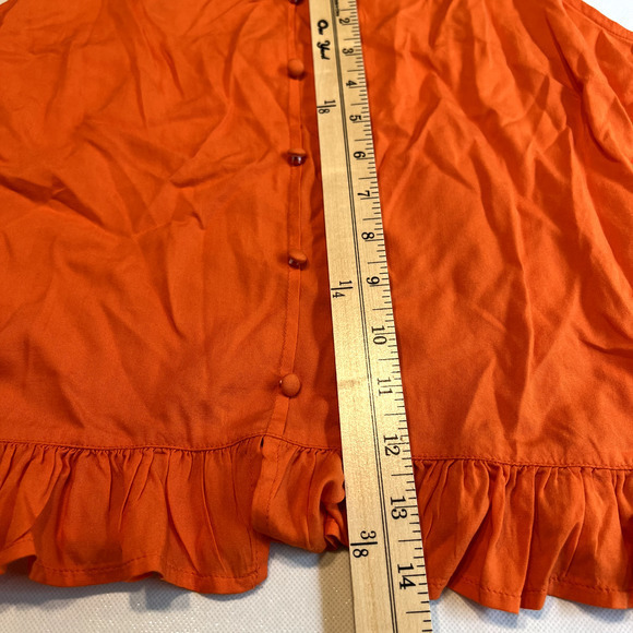 Abound Womens Orange Cami Top Ruffle Hem Button‎ Front Sleeveless 1X - Picture 9 of 12